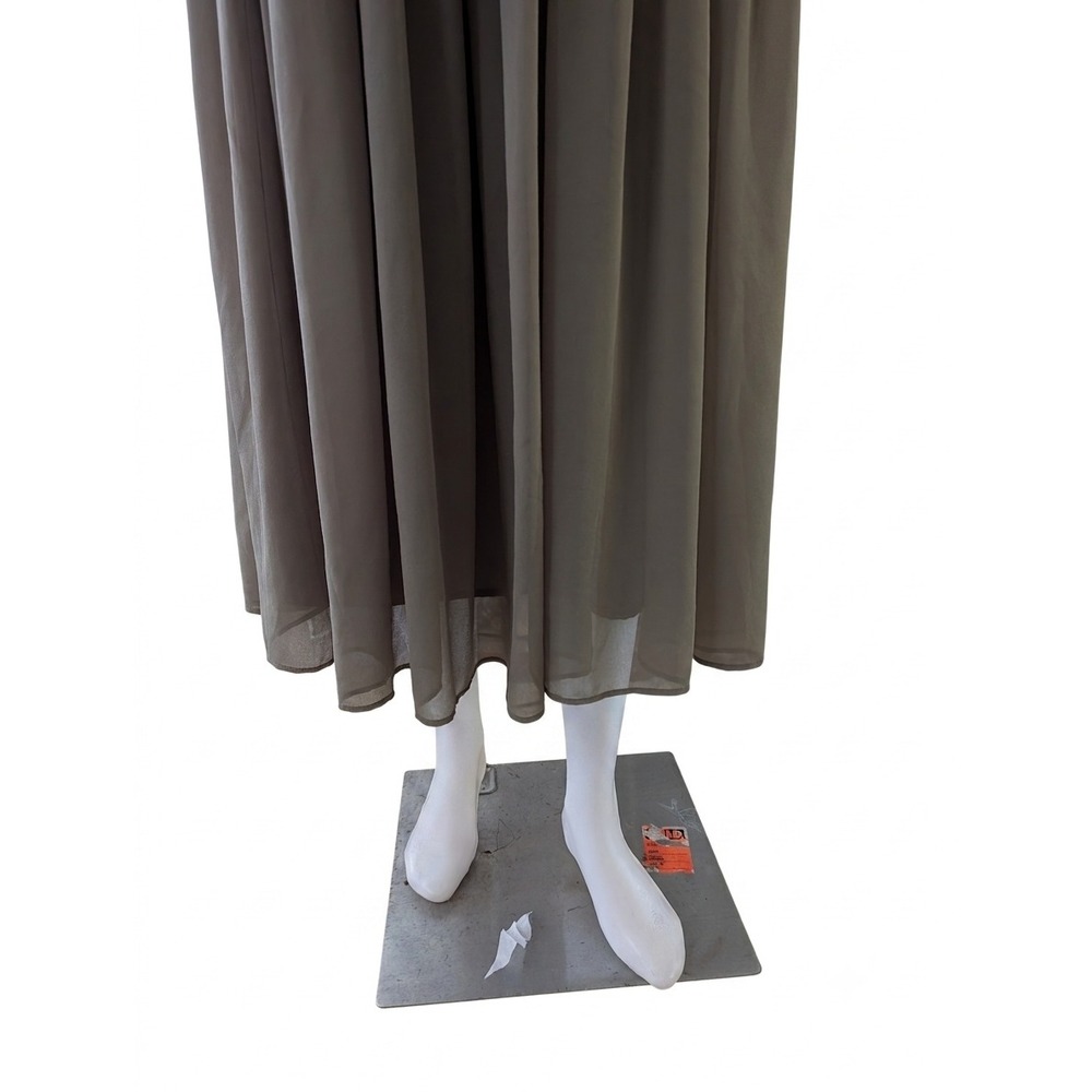 Banana Republic Pleated Open Back Tiered Midi Dress Olive Green Size 20 - Picture 4 of 10